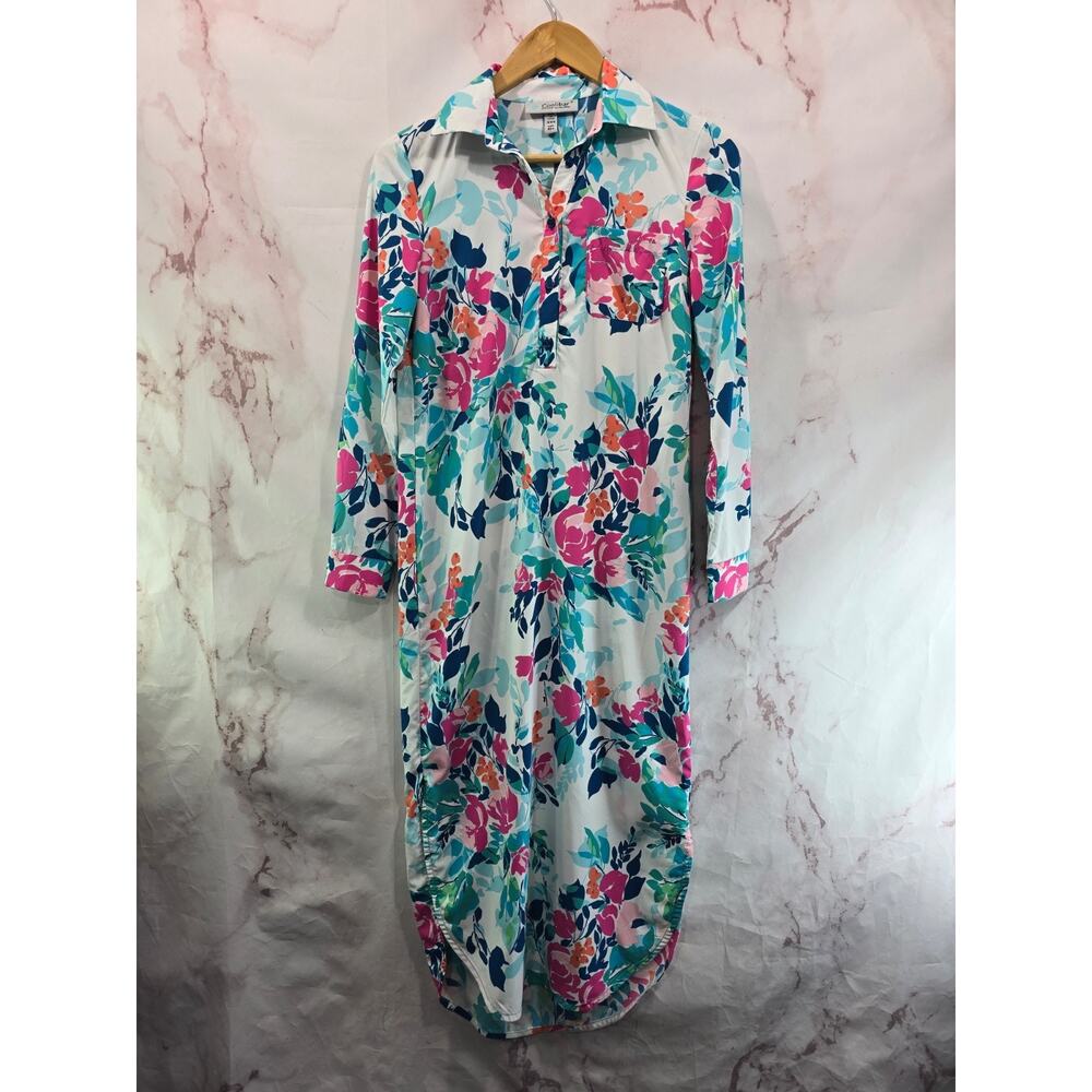 Coolibar Dress Womens XXS White Long Sleeve Button Midi Sun UPF Shirt Collared